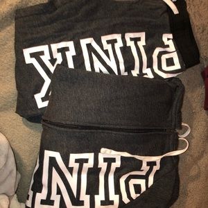 PINK jogger sweatpants and zip up hoodie set